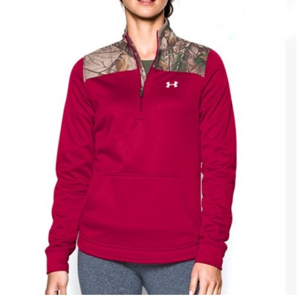 Under Armour Camo & Pink Loose Fit Quarter Zip Large